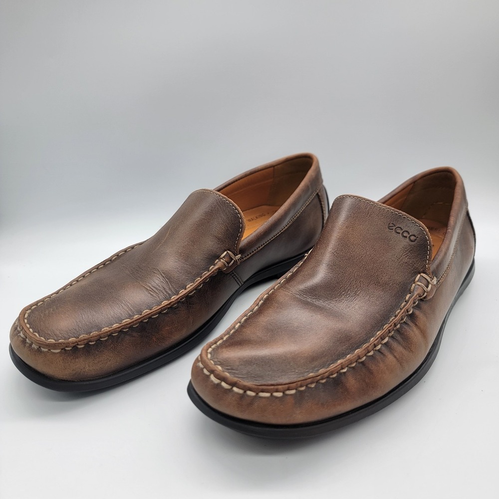 ECCO Classic Moc 2.0 Driving Loafer Mens 44 Vegtable Tanned Leather Boat Shoe
